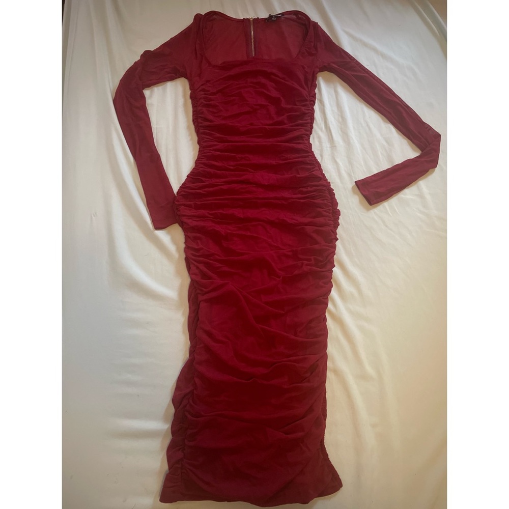 Fashion Nova-Ruffled Midi Dress